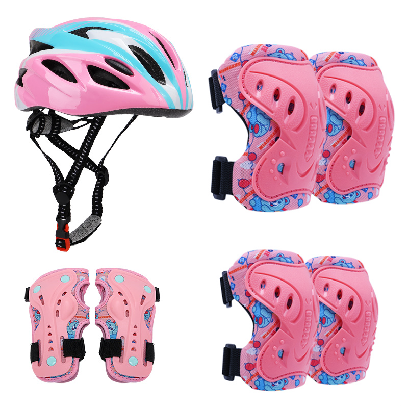 Pink protective gear + helmet